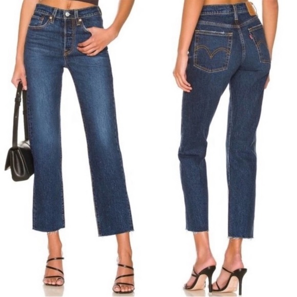 Levi’s wedgie straight jeans raw hem NWT 27 - Picture 3 of 16